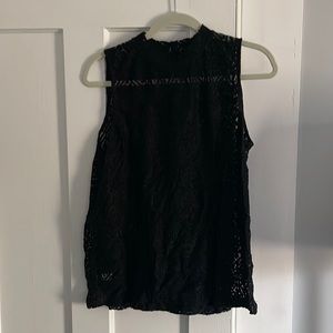 Black Mock Neck lace blouse from LOFT